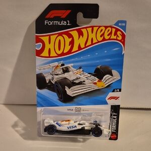 D4 Hot Wheels Formula 1 White Visa Race Car Toy
